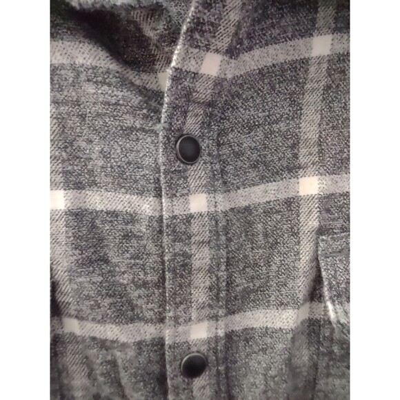 Lucky Brand Shirt Mens Medium Gray Plaid Saturday Stretch Snap Flannel - Picture 4 of 11